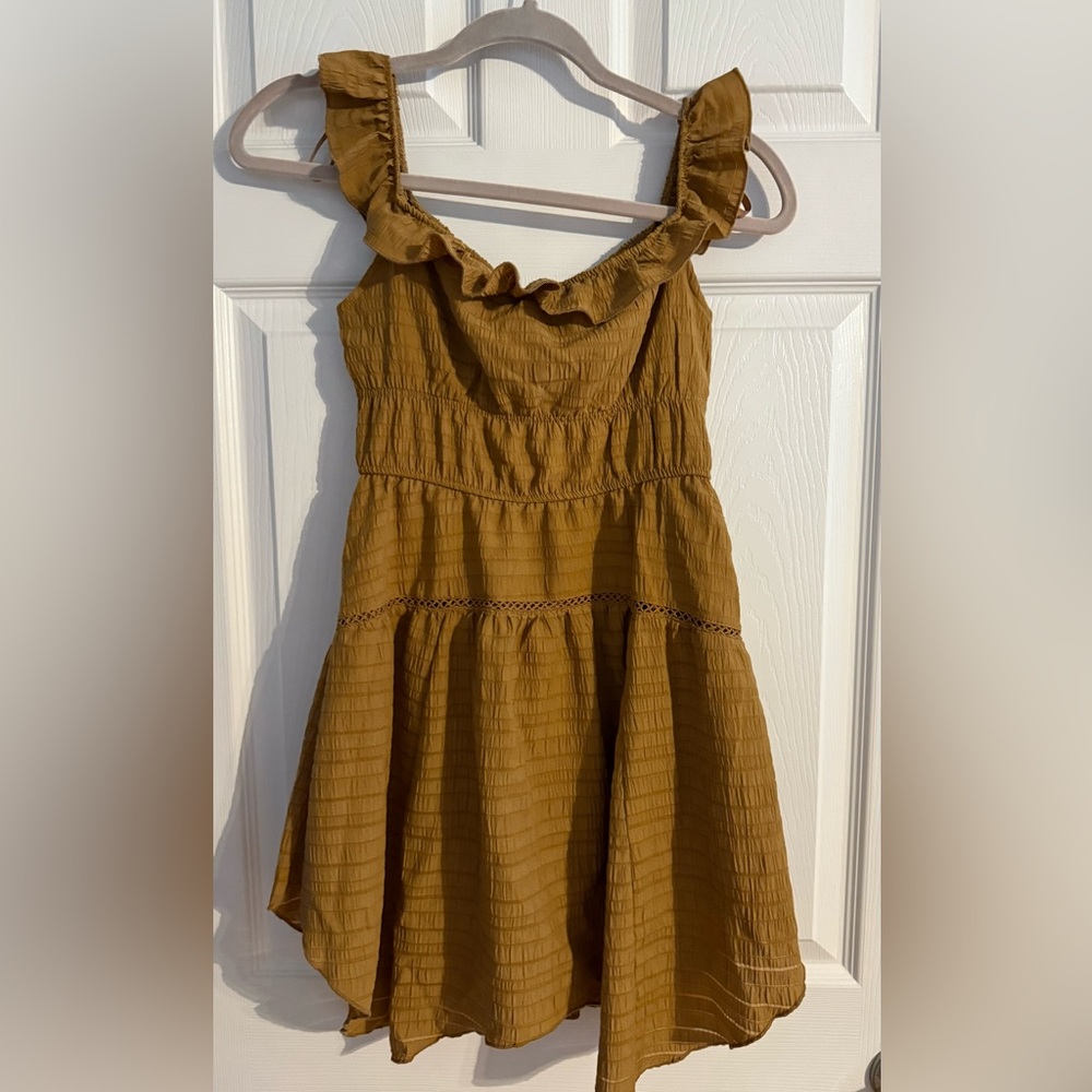 Wild Fable Gold Ruched Sundress Sleeveless